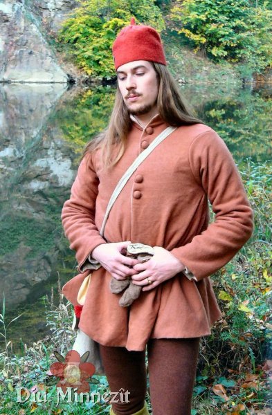 Spätmittelalterlicher Handwerker in Arbeitskleidung