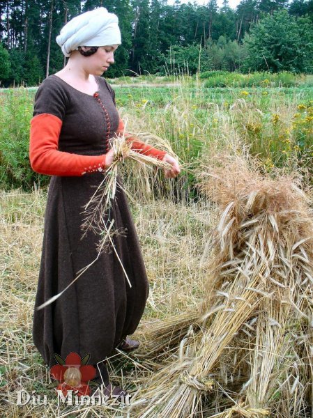 Myriam bei der Getreideernte