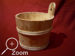 Gebttcherter Eimer aus Kiefer, mit Birkenruten gebunden