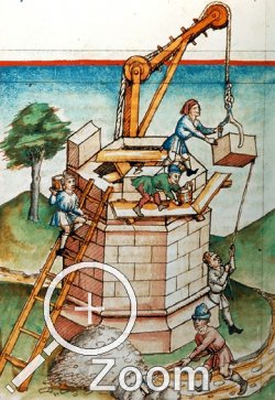 Beispiel einer Hacke in eienr sptmittelalterlichen Baustellendarstellung