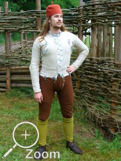 Wams mit Nesteln aus Wolle nach Quellen aus S�ddeutschland, Hose aus Wallnussgef�rbter Wolle