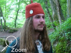 Filzkappe, mit Krapp gefrbt