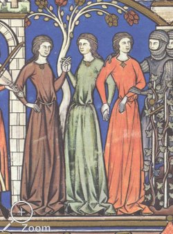 Darstellung von verschiedenen Fibeltypen, unter anderem Rautenfibel, Kreuzfahrerbibel, Paris, 1250