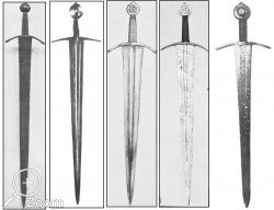 Verschiedene Originalschwertes des Types Oakeshott XIV aus dem Zeitrahmen 1300-1400