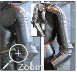 Leichte Armzeuge in den Royal Armouries in Leeds, und der Wallace Collection (Mitte)