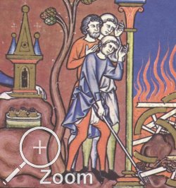 Mann mit roten Beinlingen aus einer frnaz. Bibelhandschrift (1250-60)