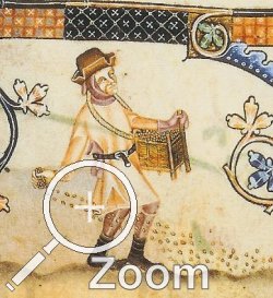 Bauer mit Dreifingerhandschuhen, Luttrell Psalter, England, ca. 1340