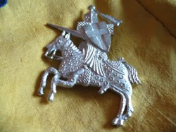 Detail des Zinnabzeichens eiens Tjostierenden Ritters